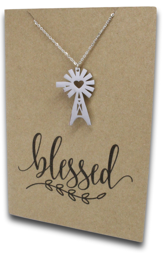 Windmill Pendant & Chain - Card 92-Charmed Jewellery