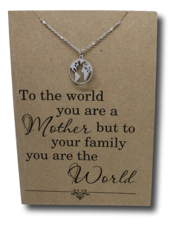 World Pendant & Chain - Card 1-Charmed Jewellery