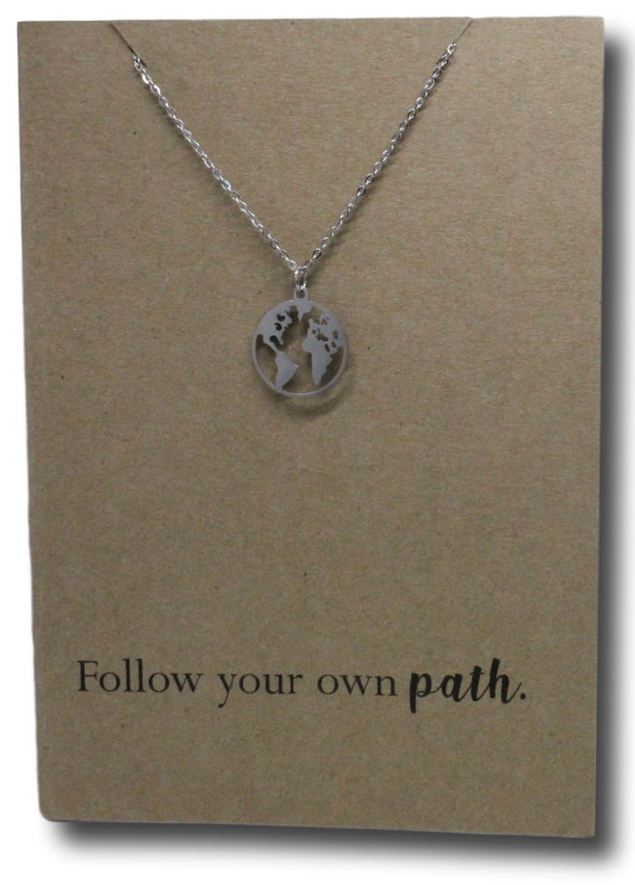 World Pendant & Chain - Card 45-Charmed Jewellery