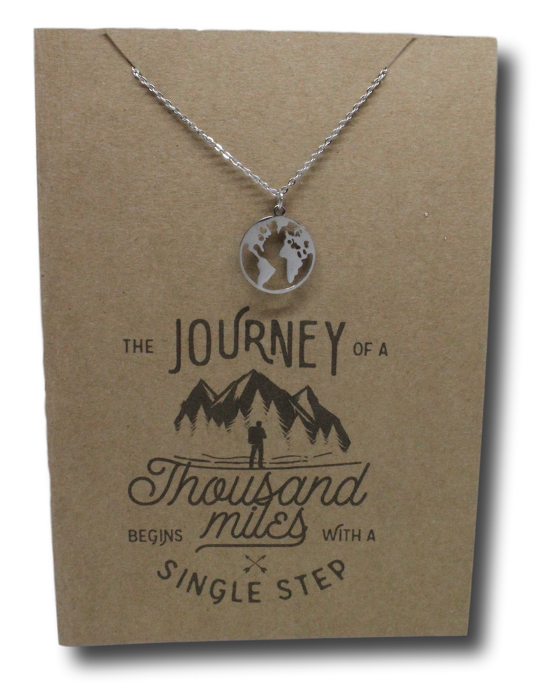 World Pendant & Chain - Card 5-Charmed Jewellery