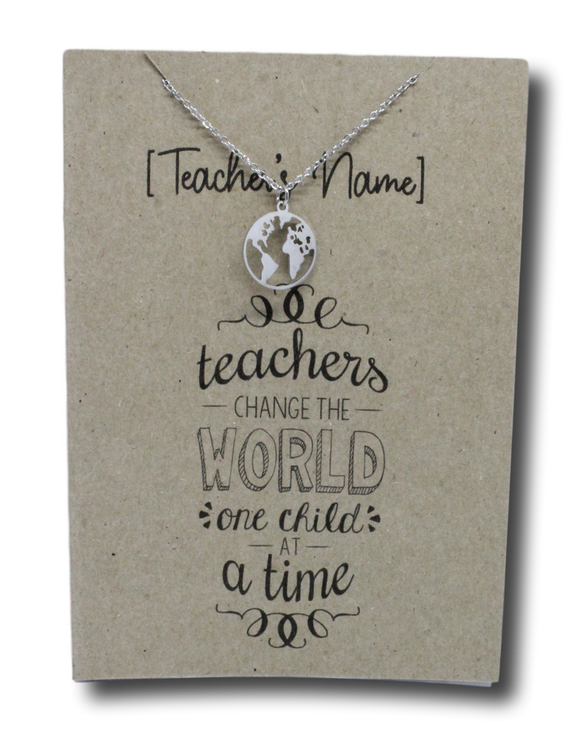 World Pendant & Chain - Card 65 (Click product to customize)-Charmed Jewellery