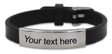 Personalized Engraved Adjustable Black Rubber Bracelet